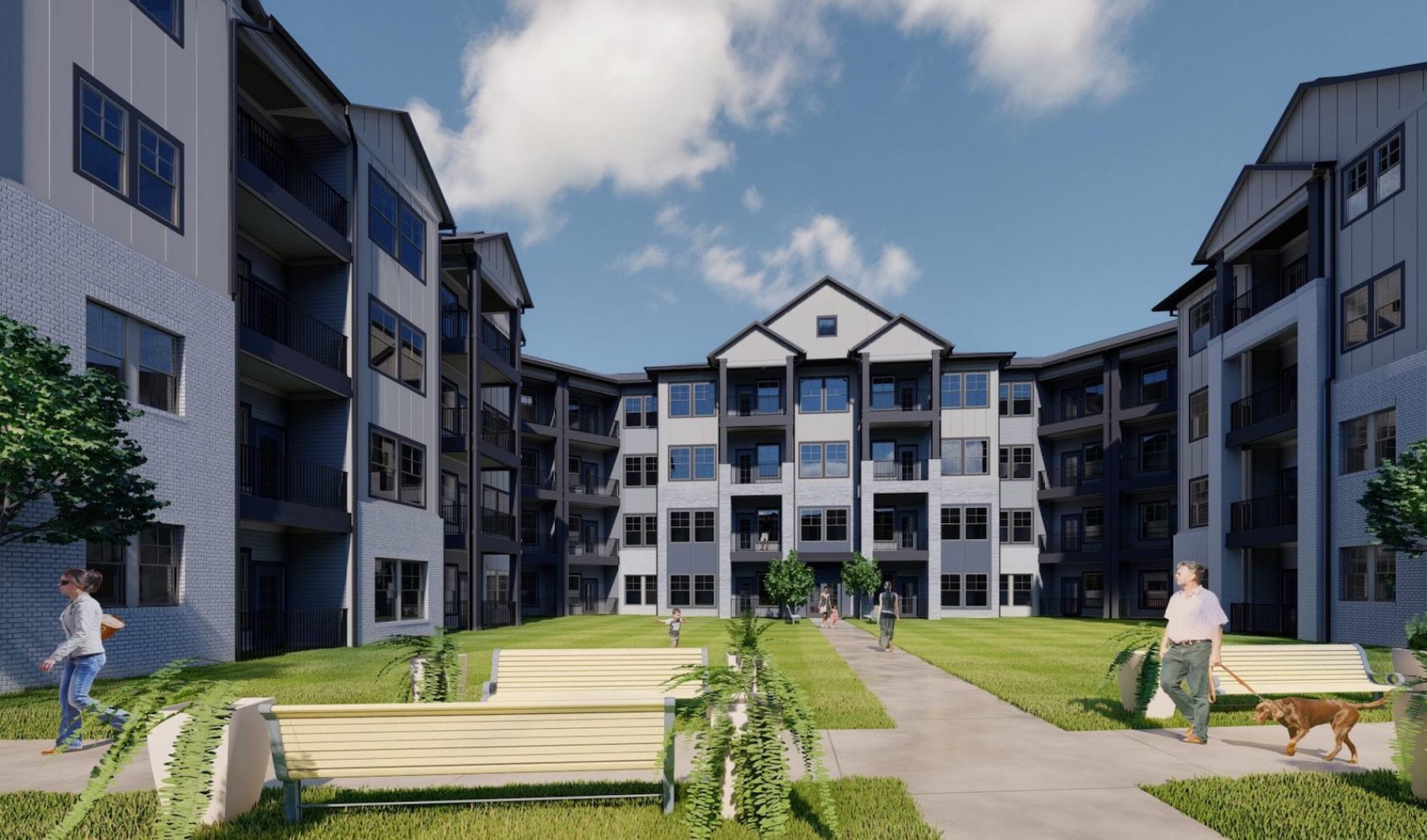 outdoor courtyard area with people